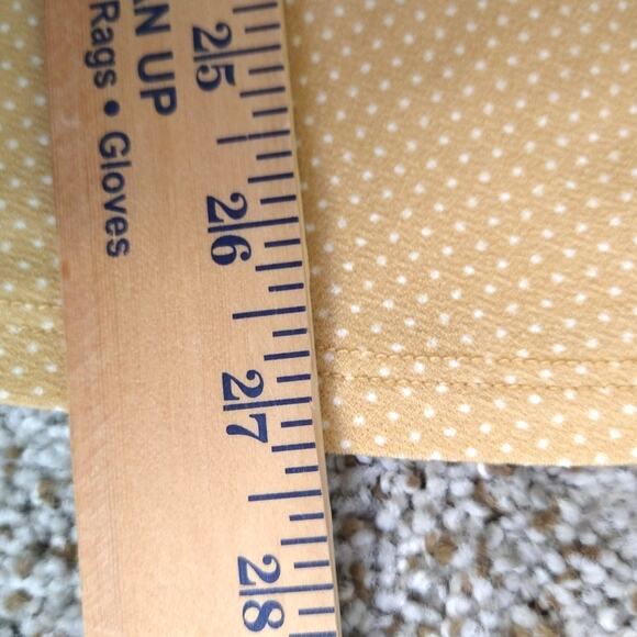 Adrianna Papell 1X Butter Yellow with White Polka Dots Flutter Sleeve Top - Picture 7 of 8